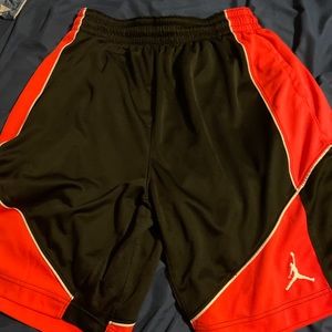 Jordan red and basketball shorts